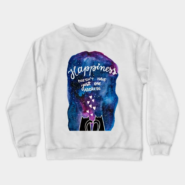 Happiness cats - purple and blue galaxy Crewneck Sweatshirt by wackapacka
